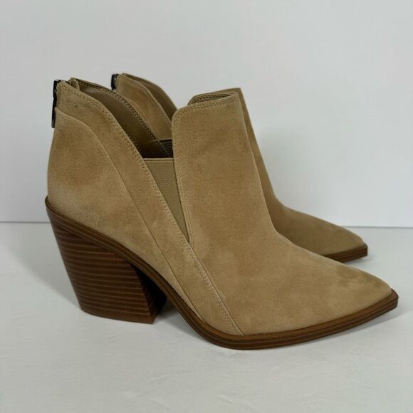 Vince Camuto Women's Gradina Stacked Chunky Heel Bootie Tan Ankle Boots Size 8 - Picture 5 of 12